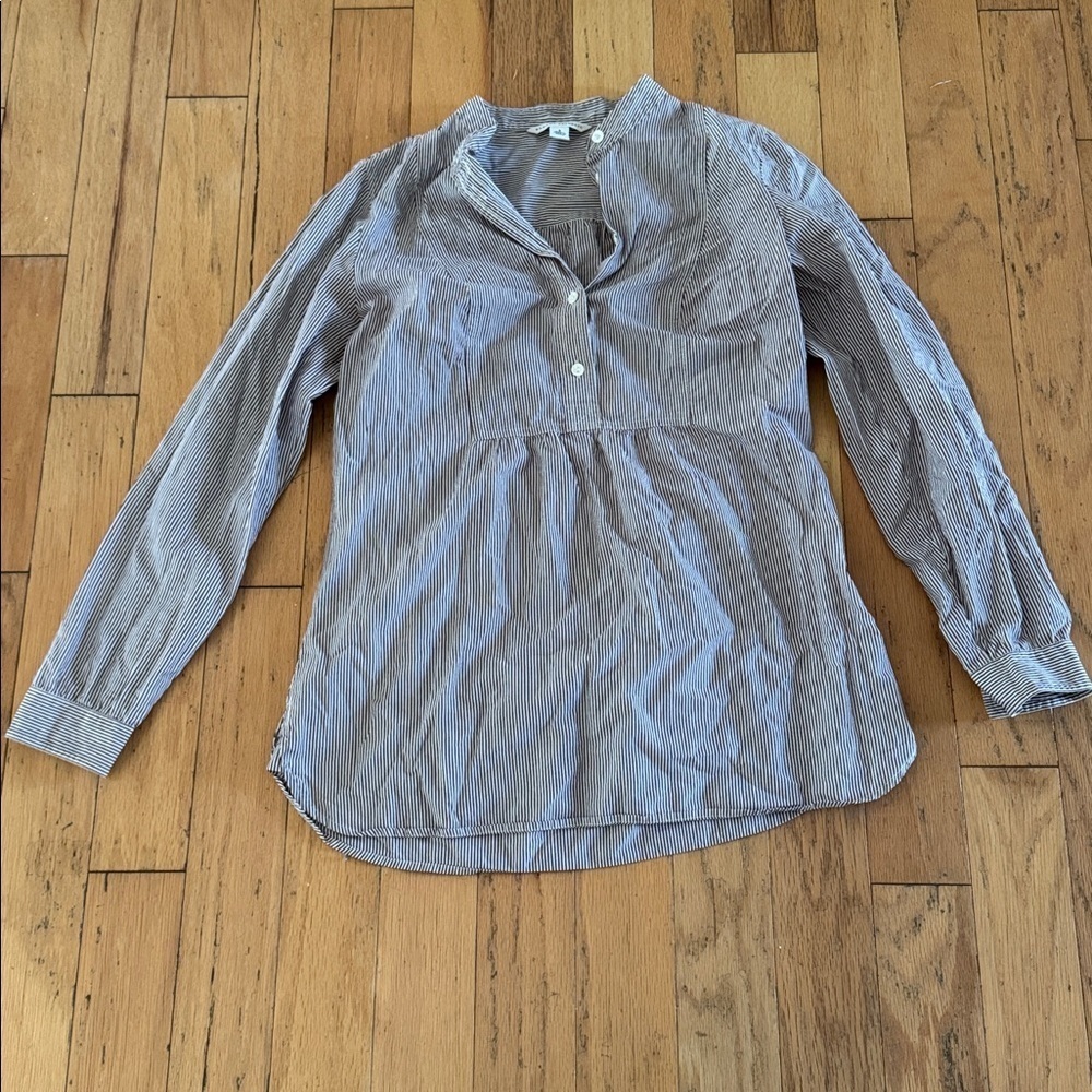 Banana Republic | button front tunic | brown/white stripe | size S | 💯 cotton